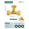 Conector de Latão de Quatro Vias, Distribuidor de Água de Três Vias, Torneira de 1/2 Polegada e 3/4 Polegada, Uma Entrada e Duas Saídas, Conexões para Tubo de Água de 3/4 Polegada