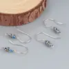 Aretes de plata esterlina S925 accesorios de gancho para la oreja vintage azul quemado colgante colgante accesorios material simple para bricolaje soporte para la oreja
