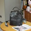 Bolsa Transversal de Ombro Casual Mochila Nova Estilo Verão Couro de Ovelha Preto Original Feita à Mão College Retrô Simples Transfronteiriça