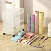 Cesta de almacenamiento para colchonetas de yoga, cesta de almacenamiento para equipo deportivo, soporte para raquetas de bádminton, estante de almacenamiento de juguetes, estante estrecho para equipo de fitness