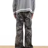 Jeans American Retro Camuflado Lavado Micro-flare Tamanho Grande Cintura Baixa Calças Cargo Emagrecedoras Tendência