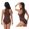 Body Moldeador sin Mangas para Mujer, Pieza Única de Ropa Interior con Cuello Redondo y Cierre de Broches de 3 Filas en la Entrepierna, Estilo Tanga, Usable como Top o Capa Base, 3 Colores, S/M/L/XL2XL