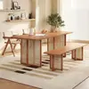 Mesa y sillas de comedor de madera maciza nórdica Estilo Wabi-sabi mesa de comedor rectangular de tronco de árbol Integrado para B&B, restaurante, sala de estar, comedor y escritorio de estudio