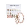 B579 brincos novos transfronteiriços terno moda simples retrô borboleta cristal transparente brincos conjunto de 6 peças brincos