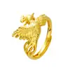 Anillos Abiertos de Oro Estilo Europeo de Dragón y Fénix para Mujeres, Anillos de Pareja de Latón Chapado en Oro Vietnamita con Cabeza de Dragón y Pavo Real