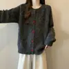 Suéter Abrigo Cardigan de Punto Gris con Botón de Corazón para Chica Dulce para Mujer, Nuevo Estilo Otoño, Tallas Grandes para Chicas de Tallas Grandes, Chic Coreano