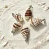 Acessórios de pingente de concha listrada spotted com pino e argola, componentes de colar de concha do mar, materiais para brincos e chaveiros DIY