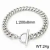 Corrente Minimalista Feita à Mão de Aço Inoxidável Atacado Moda de Rua Aço Titânio Fecho OT Corrente Lisa Multi-Tamanho Pulseira Cubana