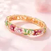 Novo Bracelete Esmaltado Flor de Videira Oca de Nicho com Desenhos Florais e de Folhas Multicores, Incrustado com Diamantes, Estilo Chinês, com Mola, Atacado de Fábrica