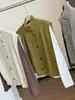 Chaleco de Punto sin Mangas con Cuello Alto y Botones Estilo Coreano Conjunto de Dos Piezas para Mujer Otoño Nueva Colección
