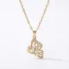Collar de mariposa de circonita colorida para mujer, estilo japonés-coreano, transfronterizo, con personalidad, diseño de nicho de moda, accesorios