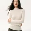 Suéter de cachemira a rayas de cuello medio, listo para usar, de primera línea, para mujer, corte ajustado, sin costuras, adelgazante, suéter de punto base