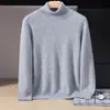 Nova camisa básica de tricô de cashmere para outono e inverno, moderna, macia, confortável, cor sólida, gola alta, simples, cor sólida, para homens