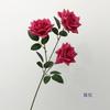 Simulación rosa de 3 cabezas rama única rosa de ángulo flor falsa arreglo floral para auditorio de boda decoración de set para el hogar flor adornos florales