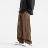 Pantalones de pana gruesa Explosions 2023, nuevos pantalones casuales sueltos y rectos de otoño e invierno, estilo Hong Kong, combina con todo.