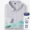 [100% Algodão] Novo Estilo 2026 Camisa de Algodão Puro Xadrez Não Amassa Manga Longa para Homens Primavera e Verão Casual Respirável Camisa Xadrez
