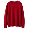 Suéter de punto grueso de color sólido, mezcla de cachemira y lana, cuello redondo vintage, jersey de punto para mujer, camisa base de punto engrosada