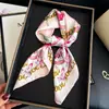 Elegante Bufanda de Seda para Mujer con Estampado Floral de Seda Artificial, Chal de Alta Gama, Pañuelo para el Cuello con Protección Solar, Pañuelo para la Cabeza, Bufanda