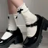 Meias de Cano Médio com Laço de Renda e Pérolas Lolita Doce Emagrecedoras Fofas Versáteis de Verão