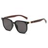 Gafas de sol marrones estilo coreano 2026 para mujer, Patillas con veta de madera retro, Montura cuadrada, Gafas para cara redonda, Gafas de sol de moda para proteger del sol