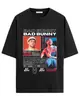 Camiseta com Estampa Bad Bunny para Homens e Mulheres, Estilo Y2K Oversized, Algodão Pesado, Caimento Solto, Streetwear Harajuku, Roupa Casual de Alta Qualidade
