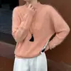 Suéter de Tricô Escovado Peça Única Sem Costura para Mulheres, Gola Meia-Alta, Manga Longa, Novo Estilo Outono/Inverno, Quente, Amigo da Pele, Camada Base Pulôver