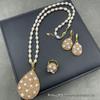 Novo conjunto de pérolas naturais de água doce personalidade moda Diamante Tcheco estilo luxo leve conjunto de três peças incrustado vendas diretas de fábrica
