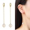 Kenjay Aretes de Borla Larga de Perlas con Diamantes de Oro Real Chapado en Cobre para Mujer Moda Europea y Americana Combinación Universal Personalizados de Aro