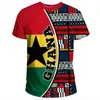 Camiseta 2026 África Ghana Moda Impresión 3D Camiseta Casual de Cuello Redondo para Hombre Camiseta Deportiva de Verano de Manga Corta con Cuello Redondo