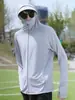 Ropa con Protección Solar para Hombre, Protección UV de Verano, Chaqueta Fina Transpirable, Ropa para Pesca al Aire Libre, Ropa con Capucha con Protección Solar para Hombres y Mujeres