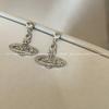 Brincos de pino de nicho com diamantes incrustados no mesmo estilo do planeta Saturno, brincos de design simples de celebridades da Internet para mulheres