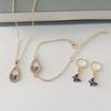 Cross-border New Hot Oil Dropping Plate Diamante em Borboleta Dourada Casual Pulseira Anel Colar Brincos Terno feminino
