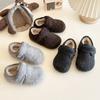 Zapatos de Felpa Cálidos Birkenstock para Niños 2026 Invierno Nuevos Estilo Coreano Mocasines Forrados de Polar para Niñas Zapatos de Algodón de Suela Suave para Niños