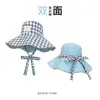 Sombrero de Pescador a Cuadros Dopamina para Vacaciones de Verano para Mujer Sombrero de Cubo Versátil y Moderno para Viajes Sombrero con Correa de Ala Ancha Protección Solar