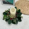 Candelabro de Hoja de Navidad Simulado Corona Corona Navideña para Mesa Decoración Navideña Corona de Hoja Triangular Piña Artificial Fruta Roja Decoración del Hogar
