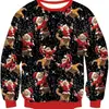Novas Blusas de Moletom Redondas para Outono e Inverno de Natal Masculinas e Femininas Amazon Transfronteiriças com Estampa 3D Casuais Largas com Forro de Lã para Homens