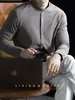 Contiene Lana y Seda de Morera Camiseta de Manga Larga de Cuello Alto para Hombre, Versátil Camiseta Base para el Viaje de Otoño