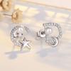 Pendientes Qiao Lanxuan con forma de CD y perla, de plata 925, con diseño de estrellas y luna, para mujer
