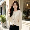 Nuevo Cárdigan de Cuello Redondo para Primavera y Otoño, Tejido de Punto de Manga Larga para Mujer, Talla Grande, Top Estilo Coreano, Más Vendido, Fuente de Comercio Exterior, Fábrica Mayorista