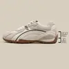 Tênis de Treino Alemão Cor Prata com Aumento Interno de Altura para Mulheres, Sapatos de Corrida com Sola Grossa de Couro Genuíno Primavera 2026, Tênis Esportivos Casuais Leves