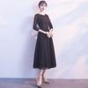 Vestido de Noche para Hombrecito para Mujer Negro Elegante Noble Estilo Occidental Joven Vestido de Madre para Banquete de Boda Puede Usar Sentido de Alta Gama