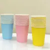 Copos de Papel Coloridos Descartáveis, Copos para Decoração de Festa de Piquenique, Suprimentos de Festa de Aniversário de Cor Sólida Listrada Inovadores