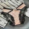 Ropa interior de satén y encaje directa de fábrica para mujer, cruzada de cintura baja, malla transparente, ligera, transpirable, bragas para damas sin rastro