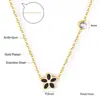Collar Transfronterizo de Joyería con Goteo de Aceite Flor de Margarita Pequeña Corona Dulce Colgante de Mariposa Cadena para Clavícula Collar de Acero Inoxidable para Mujer
