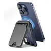 Compatible con MagSafe, soporte de bisagra metálica, tarjetero magnético de cuero para teléfono, tarjetero magnético para identificación, tarjetero de PU, tarjetero