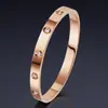 Pulsera de Acero de Titanio para Hombres y Mujeres, Pulsera de Acero Inoxidable, Diseño de Clavo Estilo Cartier en Oro Rosa, Pulsera Ancha y Estrecha que No se Desvanece, Joyería Regalo