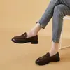 Zapatos Pequeños de Cuero Estilo Británico Zapatos de una Sola Capa para Mujer 2024 Nuevos Mocasines Planos de Primavera Combinan con Todo Zapatos Negros de Trabajo Slip-on