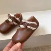 Zapatos de primavera y otoño estilo francés para niños, para niños pequeños de 1 a 3 años, zapatos de bebé, zapatos de cuero para niños, zapatos de princesa para niñas, zapatos planos de bebé