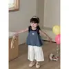 Roupas de Bebê Menina Verão Estilo Coreano Moda Conjunto de Colete de Alça Xadrez Roupa Nova Infantil Menina Conjunto de Três Peças
