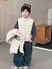 Jaqueta Acolchoada Infantil 90% Penugem de Pato Branco Impermeável com Costelas, Estilo Pai e Filho, Colete Acolchoado Anti-Perda de Penugem, Casaco Leve e Quente, Moderno
